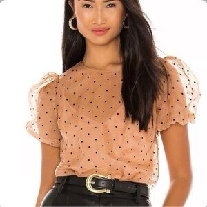 Cami NYC Sheer Tan Polka Dot Blouse